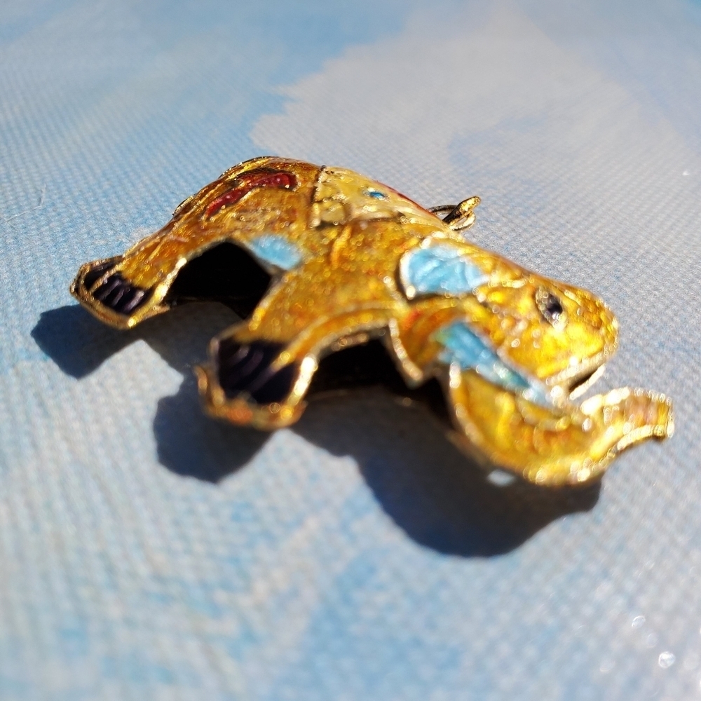 Enamel Gold Tone Elephant Pendant - Picture 7 of 9